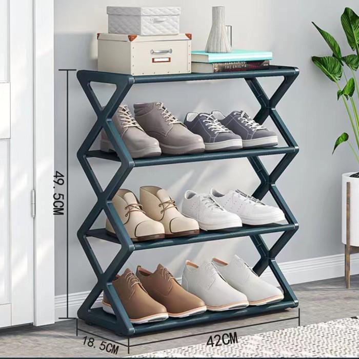 Gambar Rak Sepatu Susun Rangka Besi Tempat Sepatu Portable dan Sandal Serbaguna Awet Kokoh - RS020 - Navy dari Alfaindo undefined Tokopedia