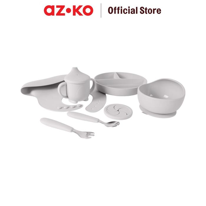 Gambar AZKO Kindla Set Abercio Perlengkapan Makan Bayi Dinner Set Plate Aesthetic Eating Utensils Peralatan Makan Set Piring Gelas Mangkok Sendok Garpu Bib - Abu-abu dari AZKO ID undefined Tokopedia