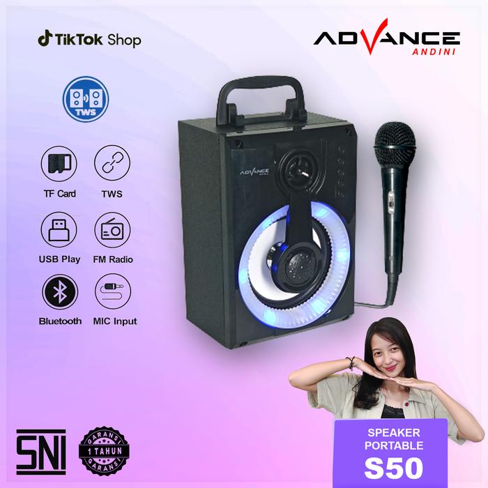 Gambar 【COD】Advance S-50 Speaker Karaoke Musik box Bluetooh 4" dilengkapi Mic Kabel Garansi 1 Tahun Led Handphone Speakers  Bluetooth - Speaker Karaoke S-50 dari AdvanceOfficial undefined Tokopedia