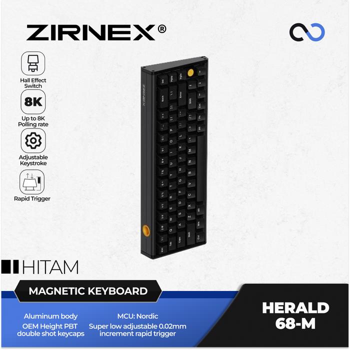 Gambar Zirnex Herald 68-M 8K Hall Effect 65% Keyboard Rapid Trigger SOCD Aluminium Wooting - Hitam dari Infinitas undefined Tokopedia