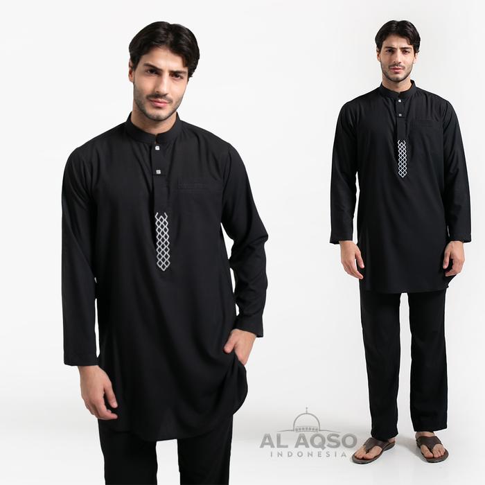 Gambar Al Aqso | TENCEL Kurta Set Baju Koko Setelan Pakistan Premium Dewasa Hitam Lengan Panjang | Kurta Fazad - Black, S dari STRETCH Jubah Gamis Alaqso undefined Tokopedia