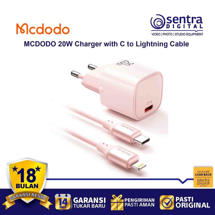 Gambar MCDODO 20W Charger iPhone PD Type C to Lightning Fast Charging - CH-4027 Pink dari Sentra Digital undefined Tokopedia