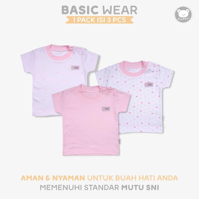 Gambar FLUFFY Baju Oblong Pendek Rib Pink (Isi 3Pcs) ODS ODX PNK SML 123 - PINK, 3 dari Fluffy Baby Store undefined Tokopedia