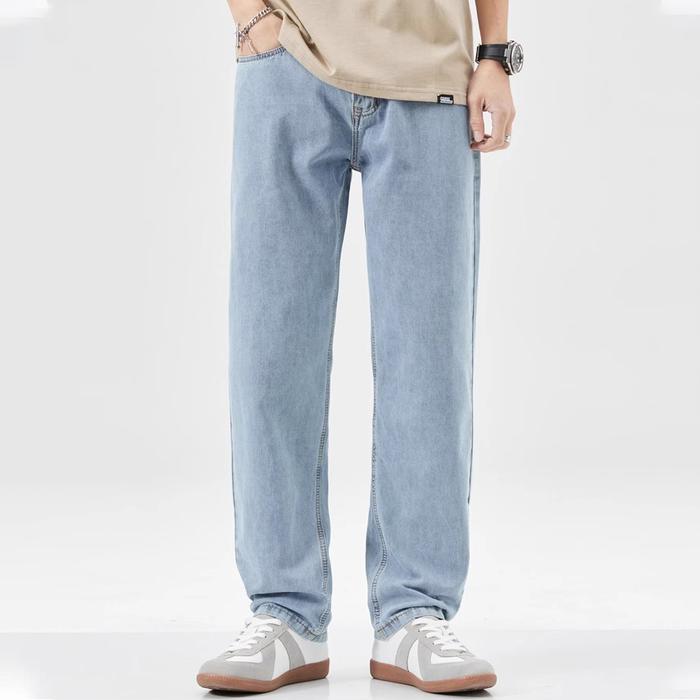 Gambar Celana Jeans Pria Oversize Celana Panjang Pria Kulot Casual Biru Straight Jeans Jumbo Celana Jeans Putih Wide Leg Pants Hitam Baggy Boyfriend Pants Korean Style Denim Warna Blue Basic standar loose Cowok Fit Slim - biru, S=27（40-50KG） dari T&T studio undefined Tokopedia