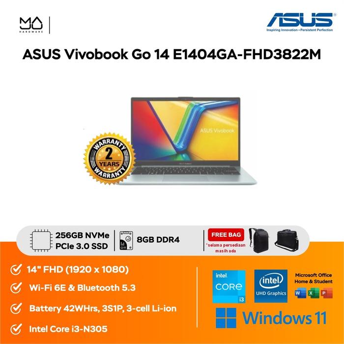 Gambar ASUS Vivobook Go 14 E1404GA-FHD3822M - Green Gray [Intel Core i3-N305 / Intel UHD Graphics / 8GB / 256GB / 14inch / WIN11 / OHS24 / M365] dari majuhardwarecomputer undefined Tokopedia