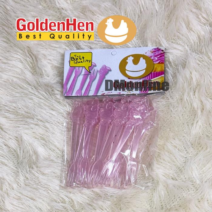 Gambar 24 pcs Garpu Kue Plastik / Garpu Dessert Puding GOLDEN HEN CF-801-TR - CF-801TR PINK dari DMonline undefined Tokopedia