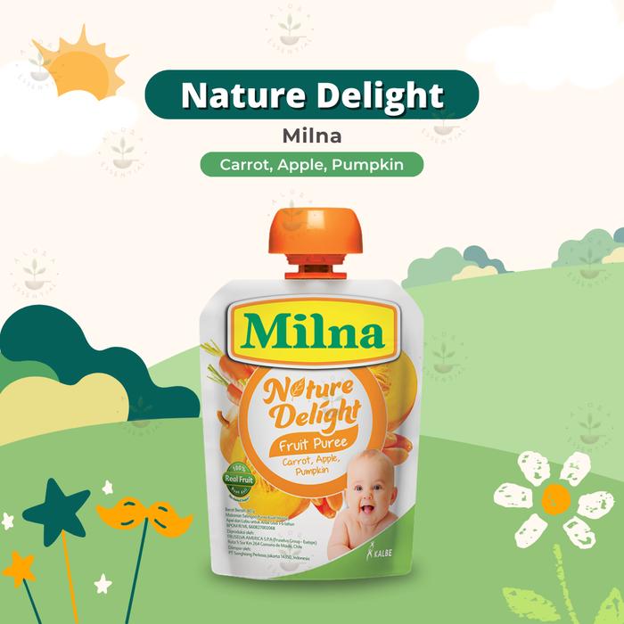 Gambar Milna Nature Delight Fruit Puree 80gr - Makanan Mpasi Bayi - Carrot Apple Pumpkin dari Alora Essential undefined Tokopedia