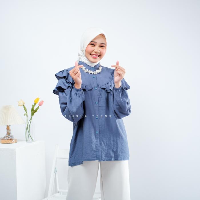Gambar Blouse Wanita Atasan Remaja Perempuan Moza Polo Linen Muslim Polos Panjang Dewasa Baju Kalishaofficial Casual Basic Simple Kerja - DENIM dari kalisha_NEW undefined Tokopedia