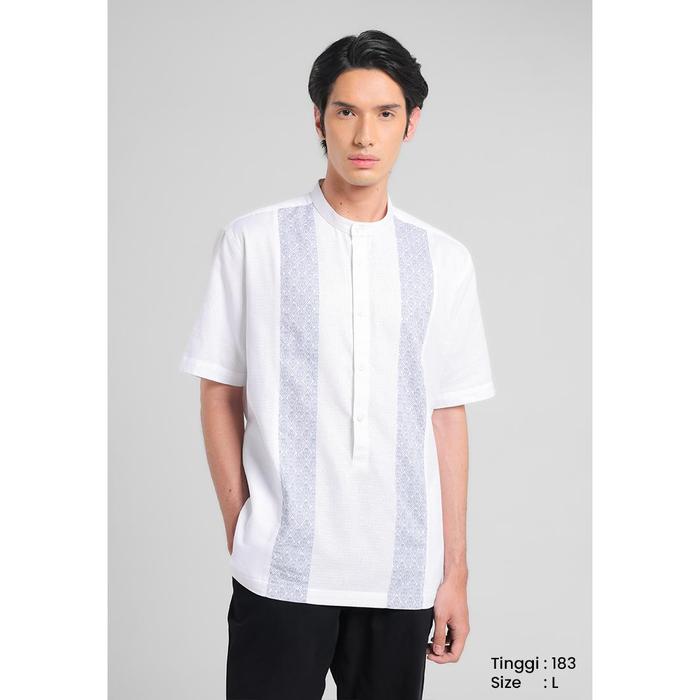 Gambar MANZONE - Kemeja Koko Lengan Pendek Pria Mersad Comfort Fit - White - S, White dari Manzone Store Kab. Pemalang Tokopedia