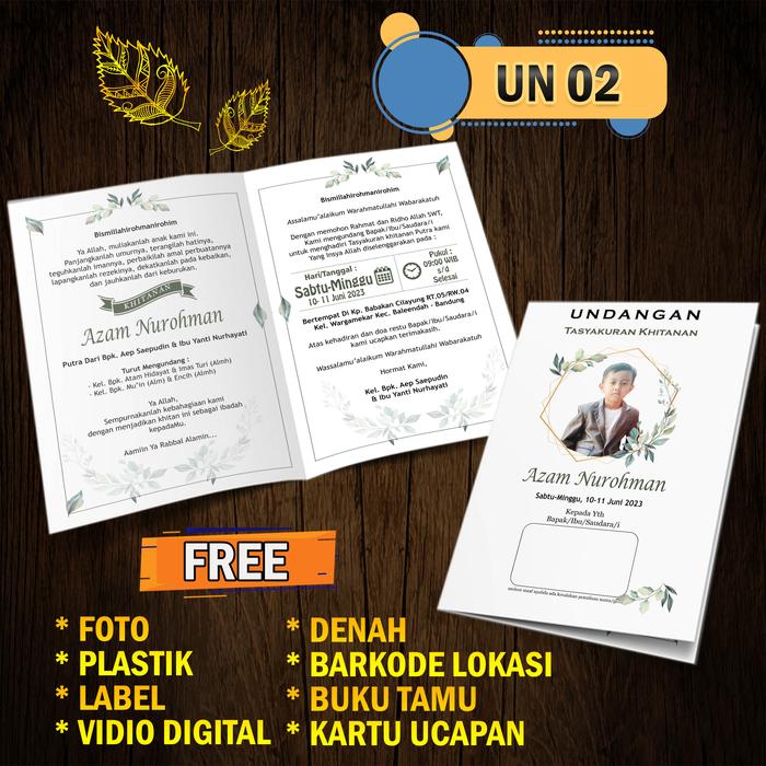 Gambar (HARGA PER 100 PCS) UNDANGAN KHITAN UNDANGAN SUNAT FREE FOTO - UN 15 dari aheshopp undefined 4 Tokopedia
