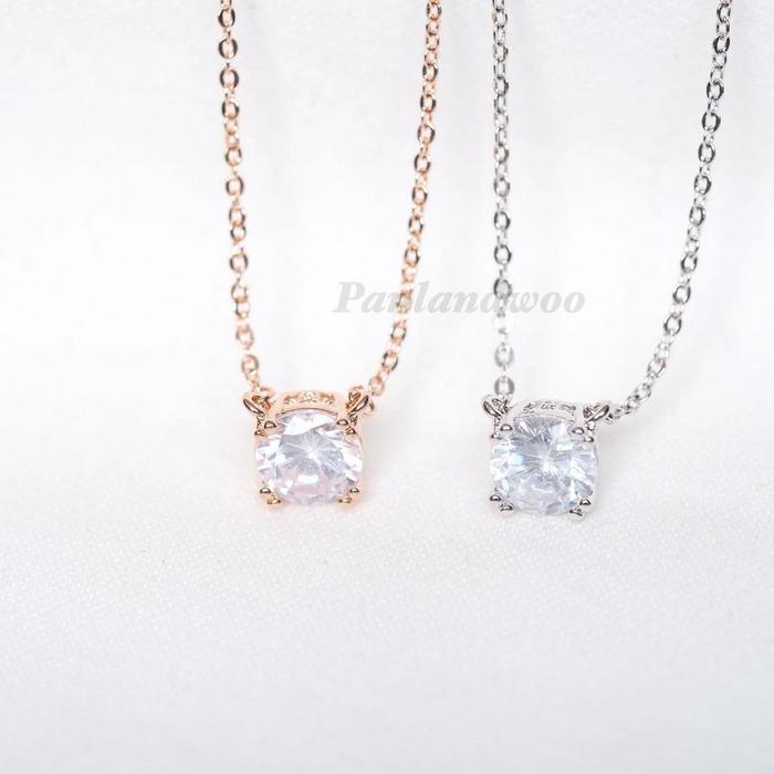 Gambar Panlandwoo - Kalung Stainless Wanita Single Solitaire Adjustable - Perhiasan Kalung Cewek Aesthetic Elegan Korean Style Fashion Simple Mewah - Silver dari Panlandwoo undefined Tokopedia