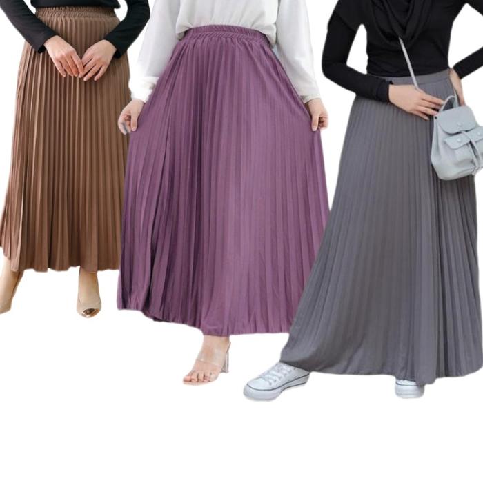 Gambar ROK PLISKET WANITA PREMIUM - HITAM dari Konveksi kolor undefined Tokopedia