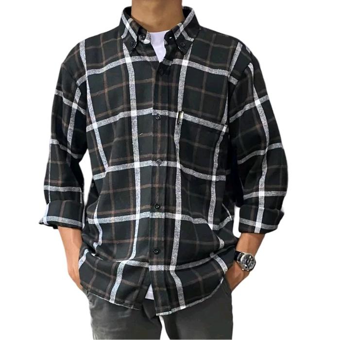 Gambar Kemeja Flanel Pria Kualitas Premium Lengan Panjang Unisex Hem Flannel Baju Flanel Pria Wanita Motif Kotak Kotak Atasan Distro - motif 1 dari Tugu olshop undefined Tokopedia