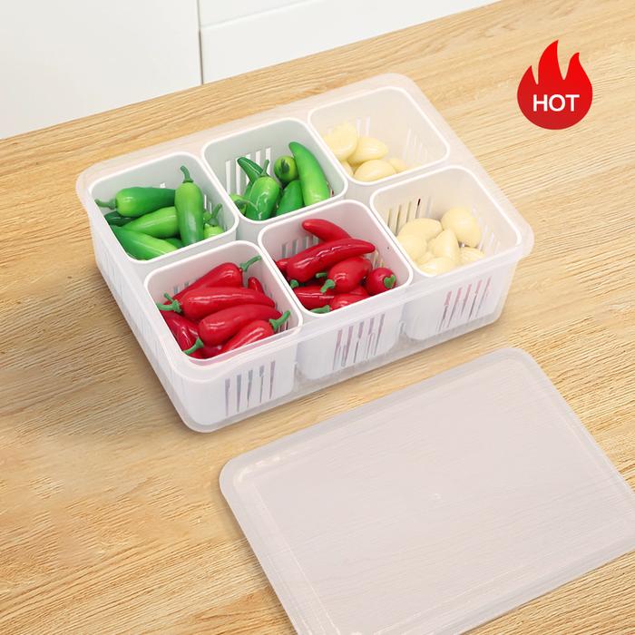 Gambar Wadah makanan bumbu dapur dengan lapisan terpisah 4-6-9 kotak penyimpanan - 6 Sekat dari 55K Mall Kab. Tangerang Tokopedia