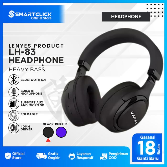 Gambar LENYES LH-83 Headset Wireless Bluetooth Headphone With Mic Bass Kuat Dan Suara Jernih - Hitam dari SmartClick.id undefined Tokopedia