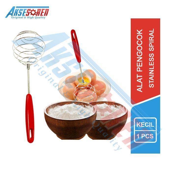 Gambar Alat Pengocok Telur Spiral Stainless / Kocokan Adonan Kue Jamu Kopi Dalgona Es Cream / Pengocok Serbaguna Gagang Plastik Merah Manual Steel Egg - Random dari Aksesoren undefined Tokopedia