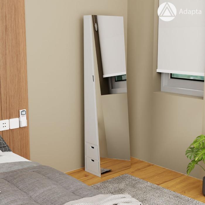 Gambar Adapta Standing Mirror HPL Rak Hijab Cermin Frameless -  Rak Hijab Laci Dua Rell Doubletrack- Standing Mirror Rak Hijab Minimalis  Aestetic Kaca Putih - Hijab + Make Up dari adapta.id undefined Tokopedia