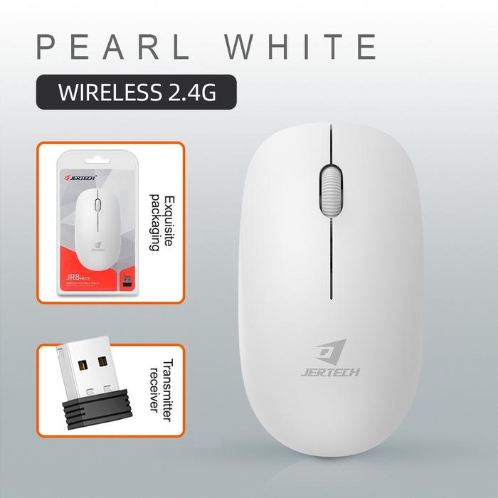 Gambar JERTECH Mouse Wireless Silent Clik JR8 2.4Ghz 2400DPI Computer - Putih dari Jertech_NEW undefined Tokopedia