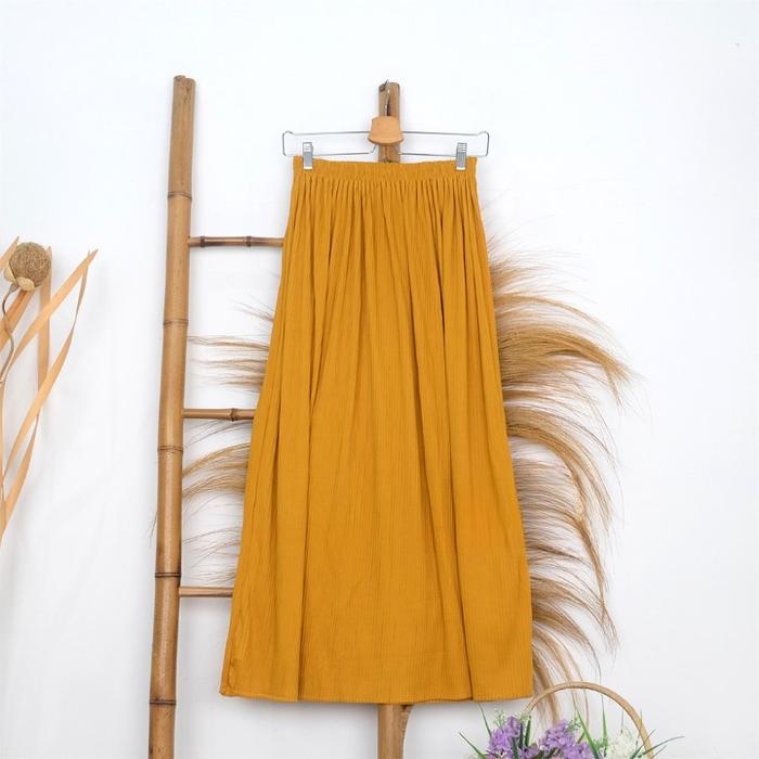 Gambar ROK PLISKET FULL LIDI HYGET || ROK SPAN KANTOR FORMAL SKIRT PLEATED KERJA (COD) - GOLD  dari outfit kreatif undefined Tokopedia
