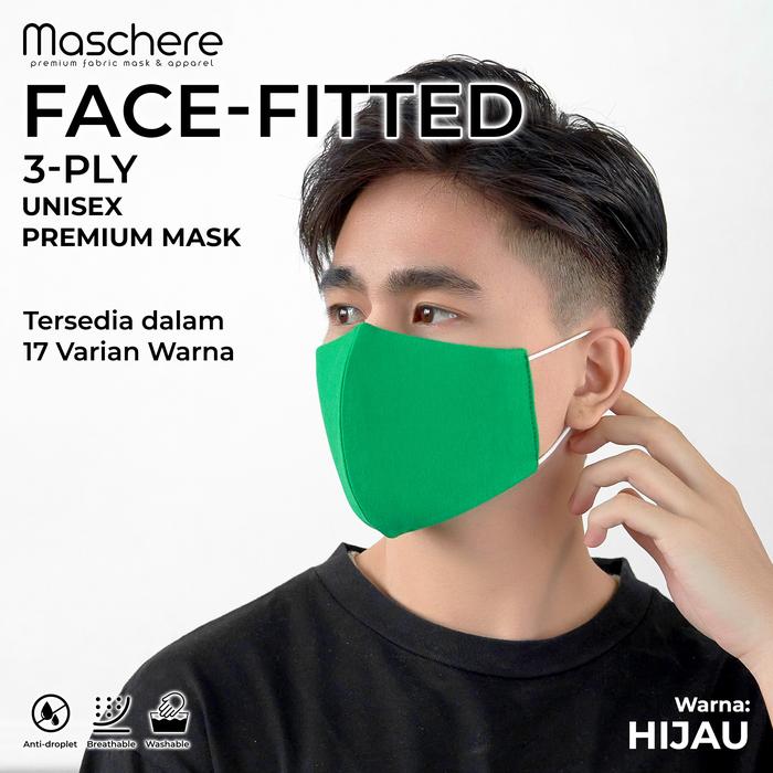 Gambar Maschere Masker Kain 3-Ply Model Fitted - Hijau dari Maschere Indonesia undefined Tokopedia