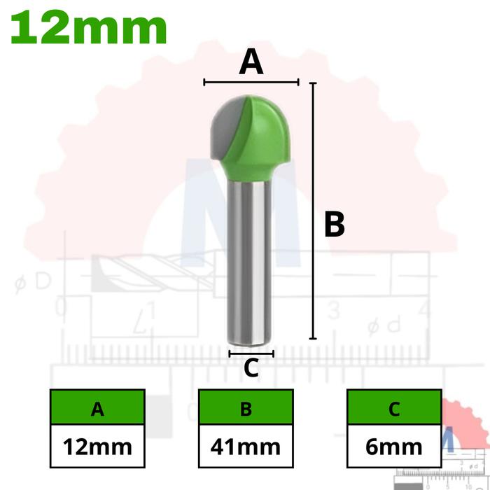 Gambar Mata Profil kayu bulat radius round bottom router bit - 12mm dari MM Inti Solution undefined Tokopedia