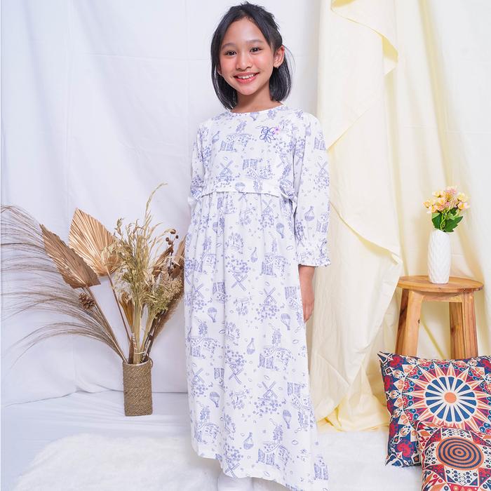 Gambar Maxi Poplin Dress/ Ghamis Anak Perempuan Putih/ Rodeo Junior Girl Sunny Garden - 12 dari Rodeo Junior undefined Tokopedia