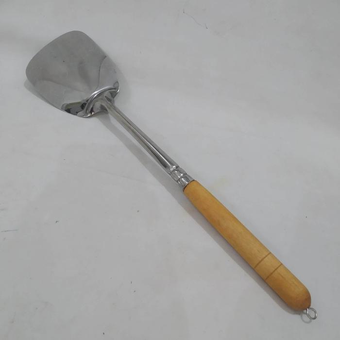 Gambar Sendok Goreng Sutil Sodet Spatula Stainless gagang kayu sutil aluminium jadul - bagus tebal lebar dari dramashop. undefined Tokopedia