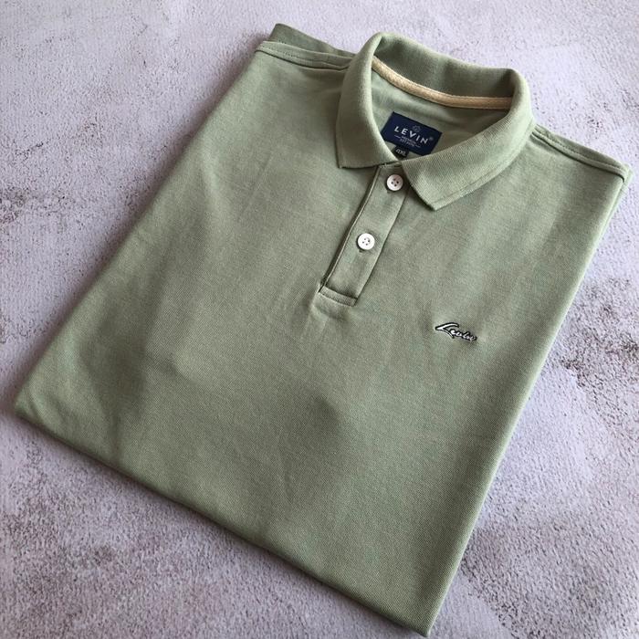 Gambar Polo Shirt kaos kerah Merk Levin Premium dan Bekualitas Baju Polos  Pria Simple - sage, M dari otsuka undefined Tokopedia