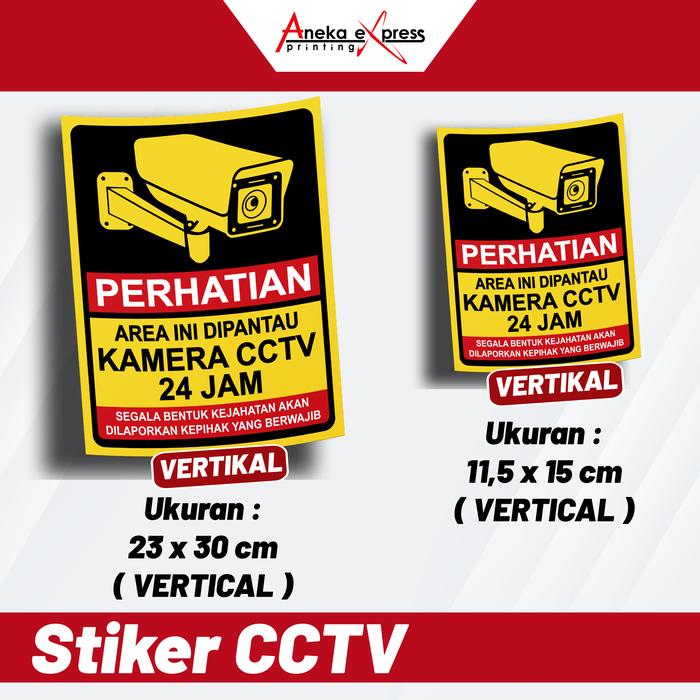 Gambar STIKER CCTV 24 JAM MURAH | STIKER SIGN KAMERA CCTV 24 JAM AREA PANTAU | STIKER CCTV BESAR DAN KECIL | SQUARE | BULAT - VERTIKAL, 23x30 dari Aneka eXpress Print undefined Tokopedia