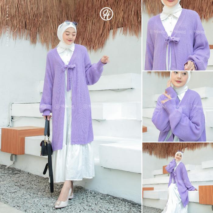 Gambar Hijacket Hijaber ARA Jaket Rajut Panjang Premium Acrylic Outerwear Halus dan Stretch - Purple dari Hijacket Mall_NEW Kota Bandung Tokopedia