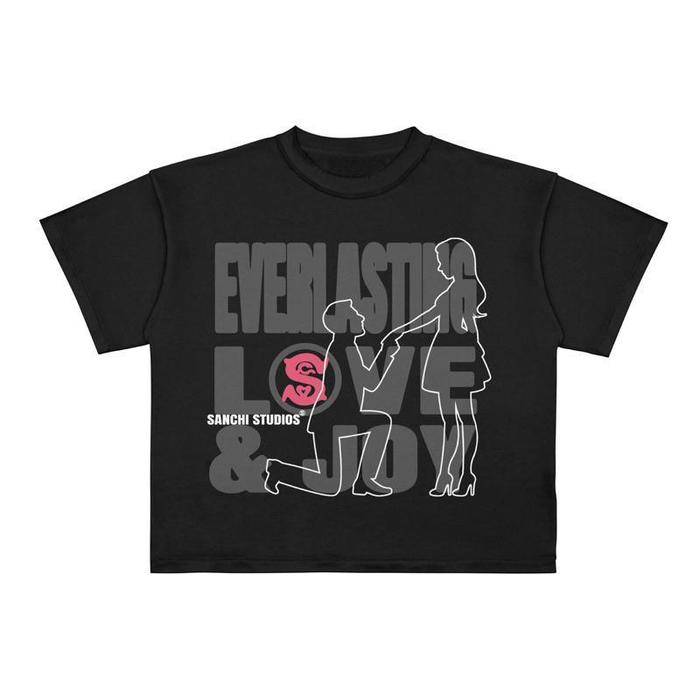 Gambar Unisex Kaos Pria  Premium Bahan T-Shirt Oversize Boxy Love & Joy Sanchi.Studios - Bahan   - Collar, Clothing corteiz  lokal baju  ikspi  obor  merah boxy - hitam, S dari Goodkuwannanzhuang undefined Tokopedia