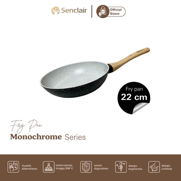 Gambar Senclair Monochrome Frypan 16 cm, 18 cm, 20 cm, 22 cm, 24 cm, 26 cm Wajan Penggorengan Cookware Peralatan Masak Anti Lengket SMO Kitchenware - 22 CM dari Senclair Indonesia undefined Tokopedia