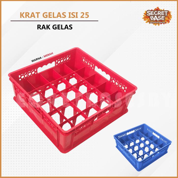 Gambar [COD] KRAT GELAS ISI 25 - Rak Gelas / Keranjang Gelas / Container Gelas - Merah dari secretbasesby undefined Tokopedia