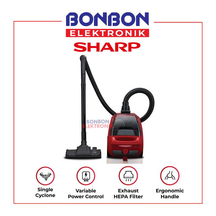 Gambar Sharp Bagless Vacuum Cleaner EC-NS18-BK/RD 450 Watt - Merah dari Bonbon Elektronik_NEW undefined Tokopedia
