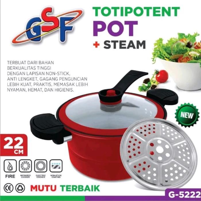 Gambar PANCI PRESTO GSF TOTTIPOTENT POT 22 CM PANCI PRESTO VIRAL GSF G-5122 cast iron presto hijau - presto steamer dari SAIQULFARIS undefined Tokopedia