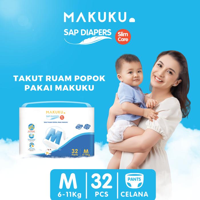 Gambar [1 PACK] MAKUKU SAP Diapers Slim Care M/L/XL/XXL - CELANA/PANTS M32 dari MAKUKU_NEW undefined Tokopedia