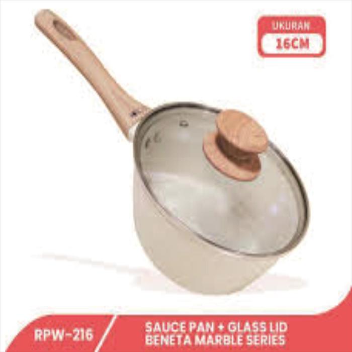 Gambar ROSCHEL RPW BENETA WHITE MARBLE SAUCEPAN 16 & 18 CM +GLASS ORI - 16 CM dari SINAR AGUNG ELEKTRONIK_NEW undefined 4 Tokopedia