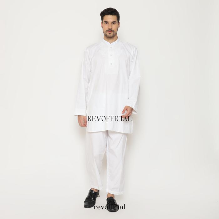 Gambar Baju Muslim Pria Setelan Pakistan Twill Putih Busana Umroh dan Haji Koko dan Celana Panjang Dewasa Kurta Katun - Putih, M dari Rev muslim store undefined Tokopedia