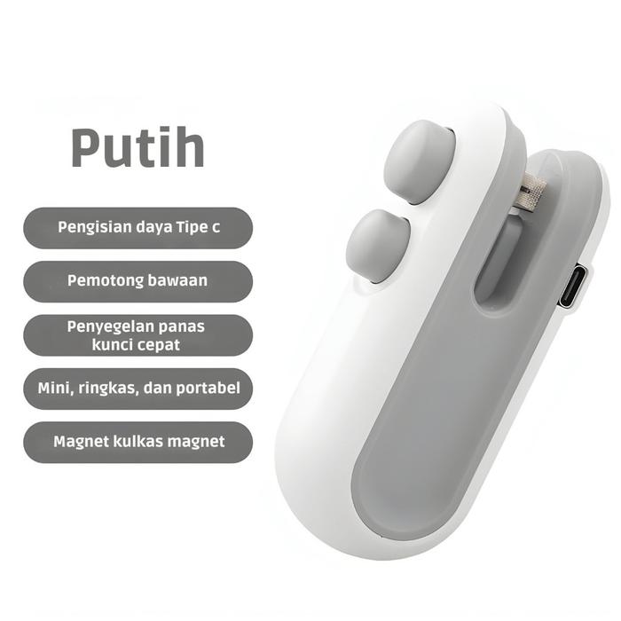 Gambar Alat Press Perekat Plastik Sealer Min Portable / Penyegel Plastik Makanan USB Rechargeable - Putih dari king rabbit official undefined Tokopedia
