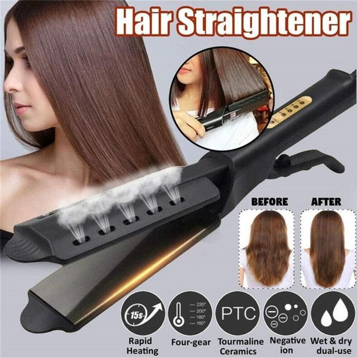 Gambar Pelurus Rambut Ionik | Pemanasan Cepat & Suhu Disesuaikan | Pelat Keramik Lebar & Profesional - Hitam VDE dari jaimeka undefined Tokopedia