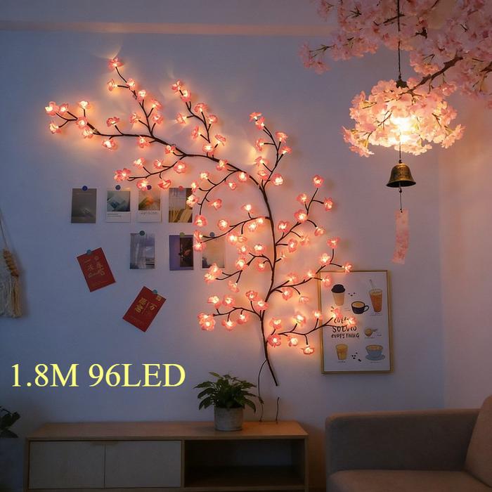 Gambar Vinnatsu Lampu LED Lampu Dekorasi LED Bunga Sakura Pink 2.3M USB Remote | Lampu Ambient Dinding Kamar Tidur | Dekorasi Rumah Lebaran Ramadan - A-Sakura-1.8M-96LED dari Vinnatsu undefined Tokopedia