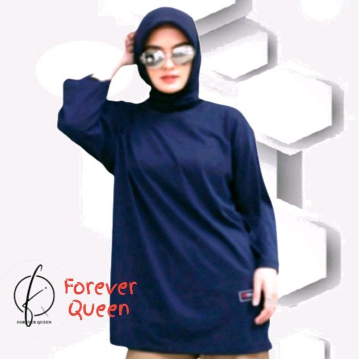 Gambar Baju kaos polos navy Over size Basic lengan panjang - No. 1, M dari Forever Queen undefined Tokopedia