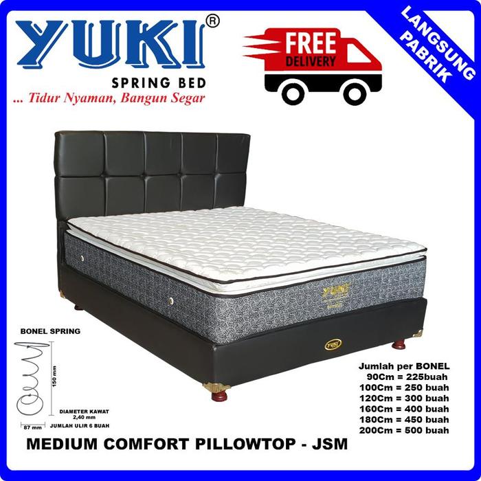 Gambar Spring Bed Medium Comfort Pillow Top - JSM Uk 90 100 120 160 180 200 - 120Cm Full Set dari Yuki Spring Bed Kota Administrasi Jakarta Utara Tokopedia