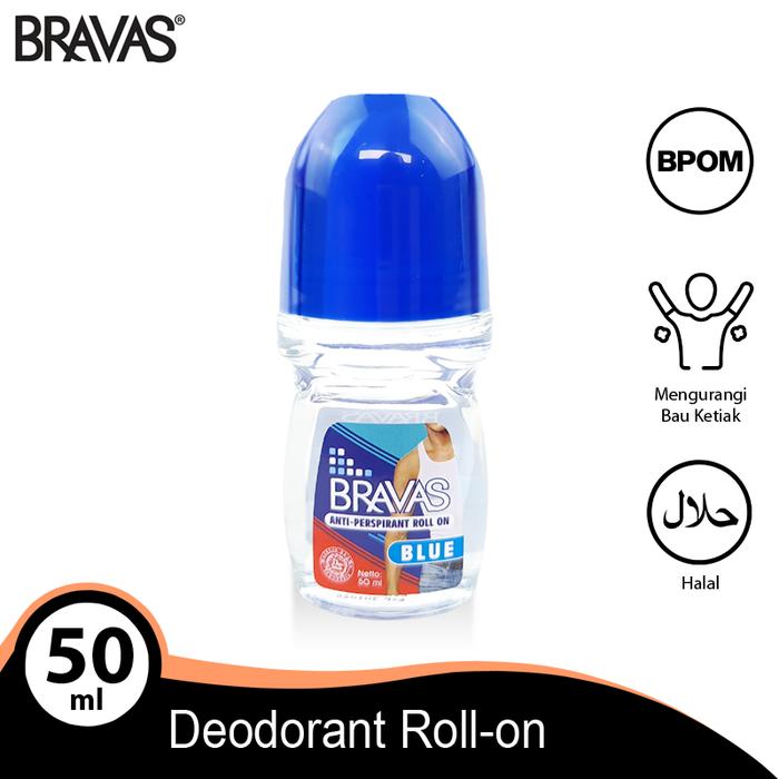 Gambar BRAVAS Roll On Deodoran Pria 50 ML Anti Keringat / Lengket / Noda Perspirant Deodorant Original Halal XX-CT Biru - BLUE dari Good Spot Home undefined Tokopedia