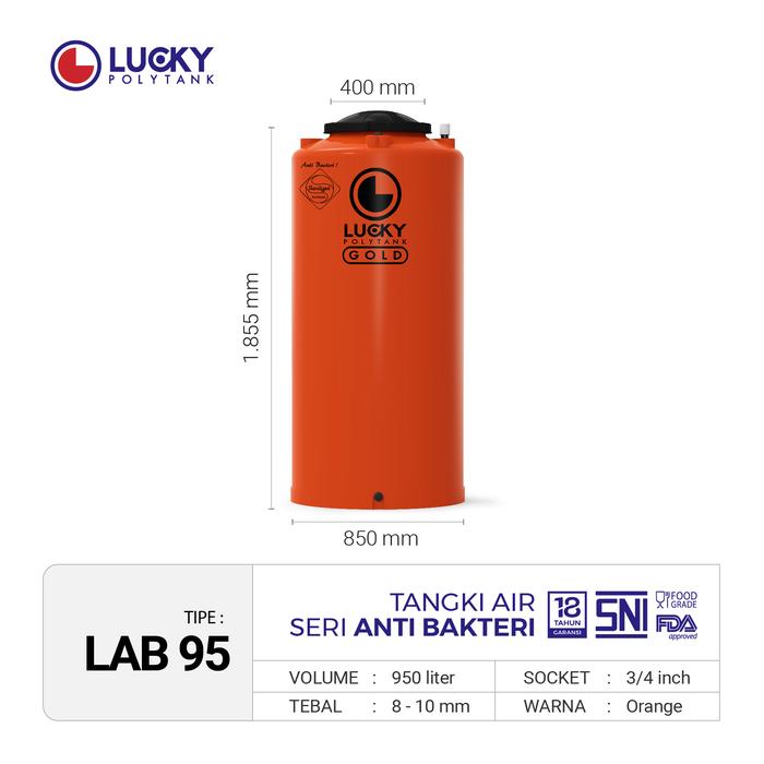 Gambar Toren Lucky Polytank Anti Bakteri 900 liter | Tangki Air | Tandon Air LAB95 dari Lucky Polytank undefined 5 Tokopedia