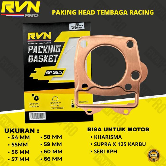 Gambar PAKING BLOCK HEAD TEMBAGA RVN PRO MOTOR KHARISMA KARISMA SUPRA X 125 KIRANA WAVE 125 SUPRA 125 KPH 54 55 56 57 58 59 60 66 MM RVN PRO - PAKING TEMBAGA KPH, 54MM RVN dari R2S MOTOR undefined Tokopedia