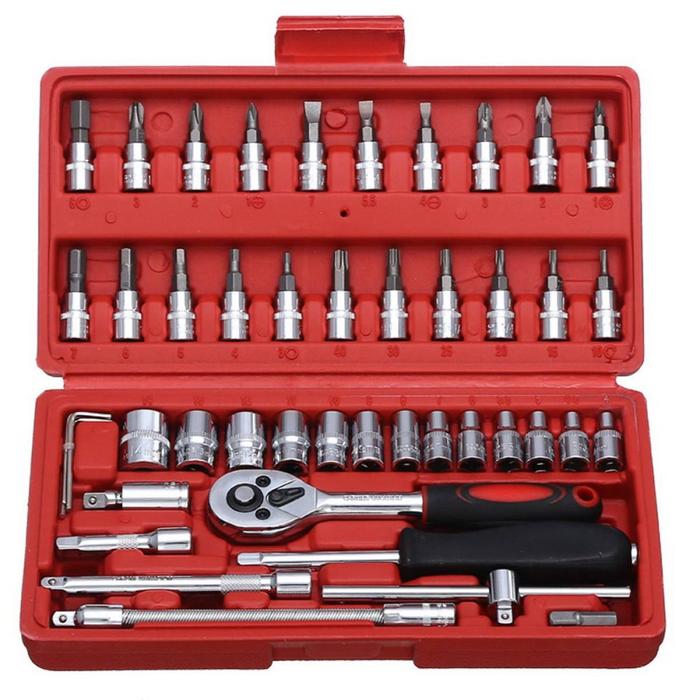 Gambar REAIM Kunci Socket Wrench Set 46PCS | Kunci Pas & Shock 1/4" | Tool Kit Perbaikan Motor & Mobil | Pas Ring L + Obeng | Peralatan Lengkap untuk Bengkel & Rumah | Socket Ring Wrench Tahan Lama | Cocok untuk Baut & Kunci Serbaguna - 46 pcs dari WildPath undefined Tokopedia