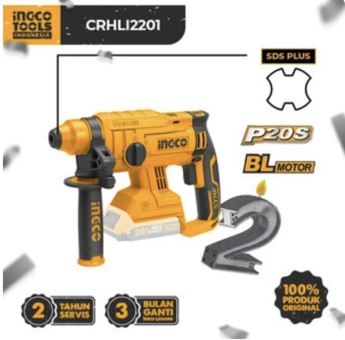 Gambar P20S Cordless Rotary Hammer Drill  (2.0J) INGCO CRHLI2201 -  Mesin Bor Bobok Beton Tembok Batu Bata dari INGCO Tools by GUNKA undefined Tokopedia