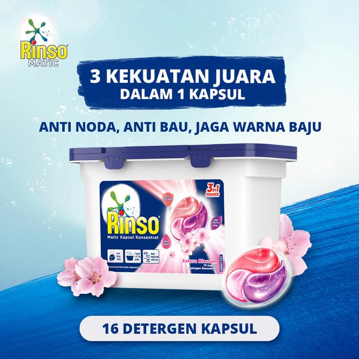 Gambar Rinso Matic Detergen Kapsul 3 in 1 Lavender Fresh / Rinso Sakura Blossom 16 Capsule - Sakura Blossom dari Purnama Furnitures undefined Tokopedia