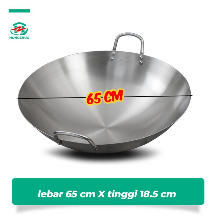 Gambar [Tifale X TIFALE](COD) Wajan Stainless Jumbo 555 Tebal Kualitas Premium Ukuran 50cm, 55cm, 60cm, dan 65cm daging nasi Penggorengan Steel - Diameter 65cm dari Tifale Official Store undefined Tokopedia